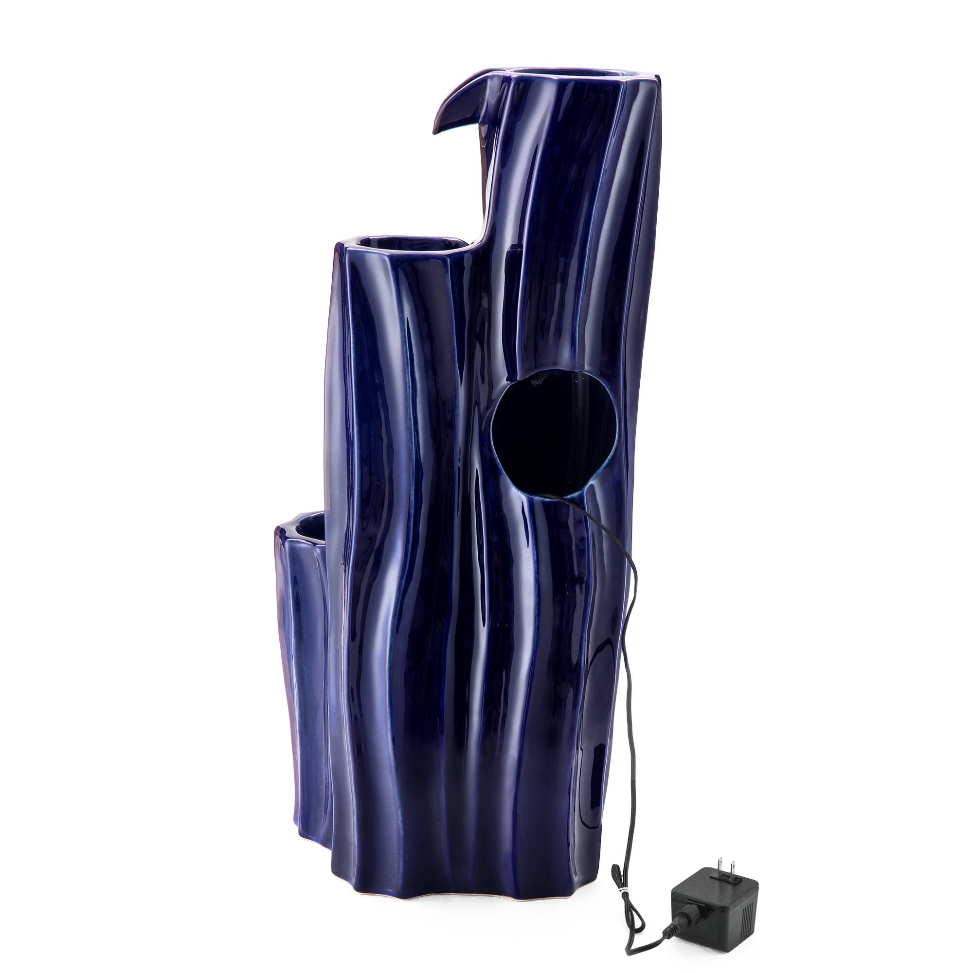Glitzhome® 29.5" LED 4-Tier Wavy Textured Outdoor Fountain